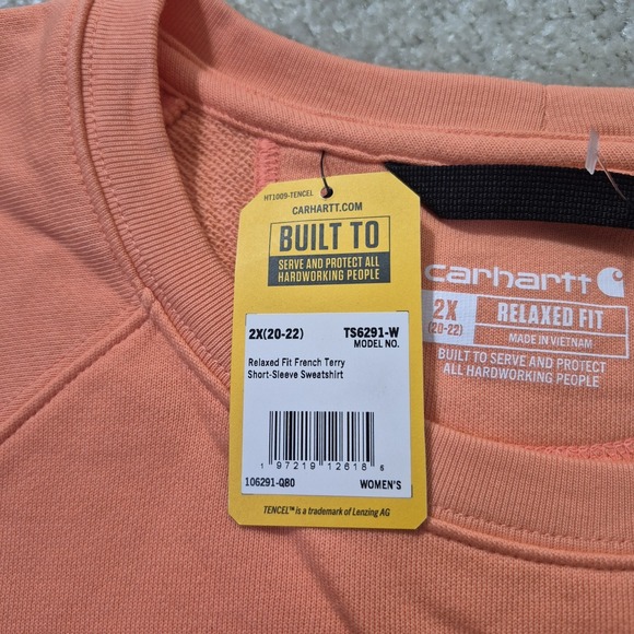 Carhartt French Terry Sweatshirt Orange Womens 2X Relaxed Boxy Comfort Lounge - Picture 4 of 11